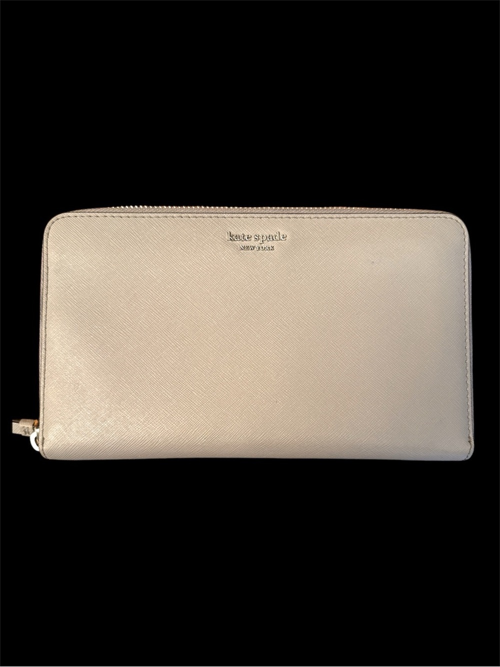 kate spade Neutral Taupe Saffiano Zip Wallet